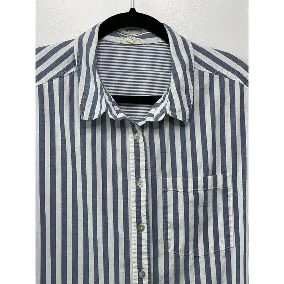 Jane and Delancey Striped Long Sleeve Button Down Shirt Cotton Blue Women's 1X - Picture 3 of 10